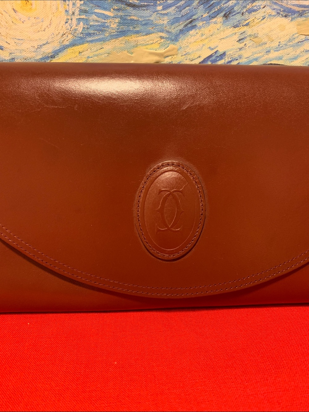 Cartier Leather  EnvelopeClutch in Deep Chestnut  with  COA - Picture 2 of 12